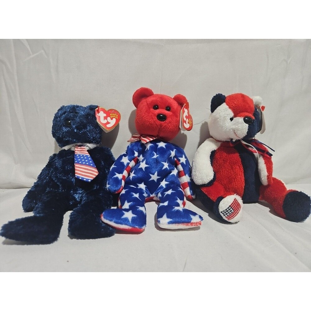 Ty Patriotic Beanie Babies With Tags 2000-01 (Pops, Liberty, Patriot)